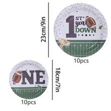 10pcs/20pcs/40pcs/50pcs, Football 1st Birthday Party Tableware Set 1st Year Down 7inch And 9inch Paper Plates,It's Game Time First YearDown Disposable Dinner Plates For Kids Boys Birthday Party Football Theme Supplies - Multicolor - View 8