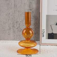 1pc European Romantic Glass Candle Holder, Suitable For Wedding, Valentine's Day, Dinner Party, Home Decor, Living Room Tabletop Ornament