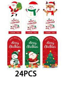 60pcs Self-Adhesive Holiday Stickers, Rectangular Christmas Stickers, Gift Box Seals, Christmas Gift Wrapping Decorations, Includes Santa Claus, Merry Christmas - For Gift Wrapping, Greeting Cards, Party Decorations - Random Mixed, No Cutting Required, Seasonal Themed, 6pcs