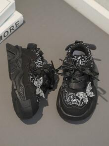 Fashionable Glitter Butterfly Children's Sports Shoes, PU Rubber Anti-Slip Sole, Suitable For Boys And Girls Outdoor Walking & Casual Wear - Black - View 6