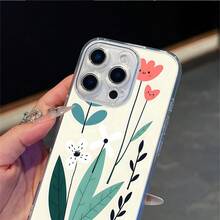 CLEAR  CASE Happy Flowers And Leaves On A Light BackgroundCompatible With  11 To  17 Models The Cases Lens Protection Function Ensures The Camera Remains Undamaged During Shooting  Guaranteeing Image Quality - transparente - Ver 3