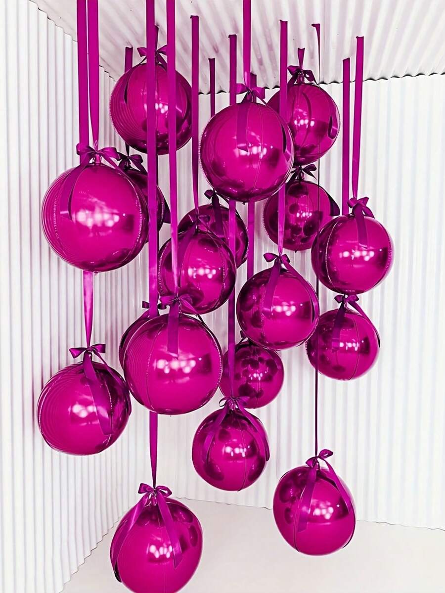 10 quả bóng bay 4D màu đỏ hồng 18 inch kèm ruy băng polyester màu hồng và giấy bảo vệ, dễ dàng mang theo để trang trí phòng, tiệc tùng, đám cưới, họp mặt gia đình, tiệc sinh nhật, tiệc độc thân, lễ đính hôn, kỷ niệm, lễ tốt nghiệp, trang trí Ngày của Mẹ.