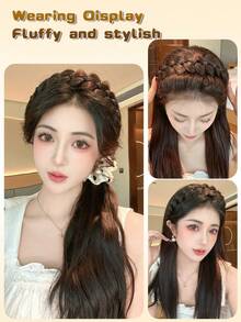 Hook And Loop Braids Headband With Magnetic Absorption Brown Black Twists Braid Natural Fake Hair Hoop New Hair Accessories Size Braids Headband Headwear Hairpiece For Women Daily Wear 1pc - Multicolor - View 7