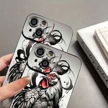 Funda para teléfono con diseño de gallo elegante, compatible con teléfonos ,  17,  16 Pro Max,  15 Pro Max,  13 y  12. Fabricada en TPU, ofrece protección contra golpes y caídas. Ideal para amantes de la moda, fanáticos de los animales, regalos de otoño, amigos y regalos de Halloween. - Negro - Ver 7