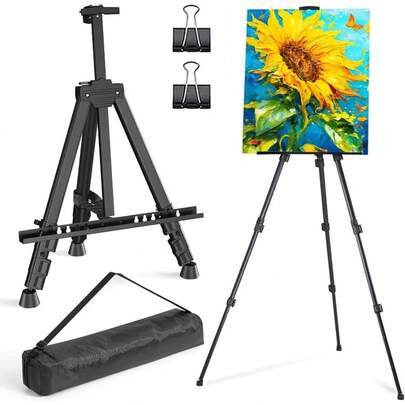 Caballete de Artista, Soporte de Exhibicin Trpode, Ajustable Altura 50 - 158, Caballete Telescpico de Arte para Pintar Porttil, Metal Easel Stand, para Dibujar, Exhibir, Carteles de Bodas