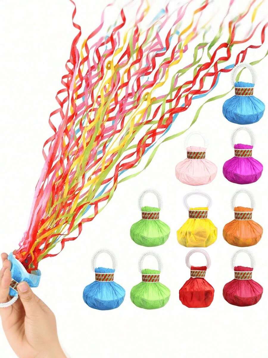 1/3/5pcs Set Party Confetti Bomb, Hand Throw Streamers, New Year Parties, Colorful Confetti, Birthday,Wedding Toss Confetti Ribbons, Celebration Prop For Party/Birthday, Photo Shoot Atmosphere, No Mess Multi-Color Paper Streamer, Hand Throw Confetti Streamers For Birthday, Propose, Engagement, Wedding, Graduation, Bridal Shower Party Favors. - Hand Throwing Streamers - View 1