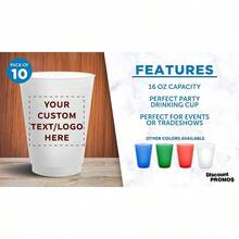 DCustom Frosted Plastic Stadium Cups 10 Pack Promotional Text Logo 16 Oz. Shatterproof Flexible Reusable Party Cups Natural - 客製天然 - 查看 2
