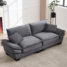A Modern And Simple Double Sofa With A Feather Bed That Has Enough Cushioning, Cozy Yet Spacious In The Living Room/Bedroom/Office, Light Grey. - Dark Gray + Velvet + 2 Seat + Foam - View 12