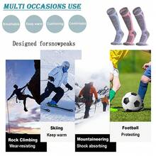 女士均码冬季滑雪袜，保暖加厚，带螺纹袜口，氨纶材质毛巾袜，透气速干，防滑耐磨，吸汗速干，适合女性青少年户外运动，如滑雪、登山、徒步、足球等，长筒运动袜，圣诞礼物之选。