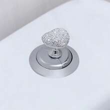 1pc Shiny Toilet Flush Button, Top Press Style, Suitable For Women With Long Nails, Bathroom Decor For Summer - Multicolor - View 1