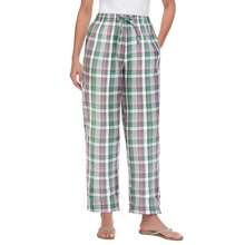 Woman Within Plus Size Seersucker Pull-On Elastic-Waist Pants - 松木格子 - 查看 1