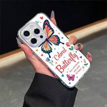 CLEAR  CASE Colorful Butterfly With Flowers And HeartsCompatible With  11 To  17 Models The Cases Lens Protection Function Ensures The Camera Remains Undamaged During Shooting  Guaranteeing Image Quality - Clear - View 1