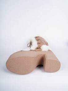 Lace-Up Fur Lined Chunky Heel Tall Boots, Gothic Style Thick Sole Winter Boots