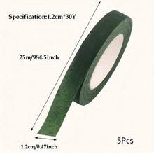 5pcs 25m Green Self-Adhesive Floral Tape, Suitable For Bouquet Packaging, Green Paper Adhesive Tape For Artificial Flowers & Plants Stems, DIY Craft And Decorations, Colorful Floral Stem Tape - Multicolor - View 13