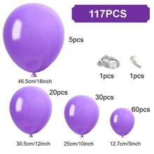 117 Pieces (1 Set) Of Light Purple Party Decoration Balloons Of Different Sizes, Balloon Garland Arch Set, Unique Exploding Star Shaped Balloons, DIY Balloon Tree, Balloon Arch, Birthday, Wedding, Valentine's Day, Holiday Party Decoration, Christmas And New Year Decoration, Wedding Balloon Bouquet, Balloon Set - Multicolor - View 2