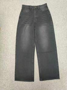 青少年直筒灰色牛仔裤 - 黑色 - 查看 6