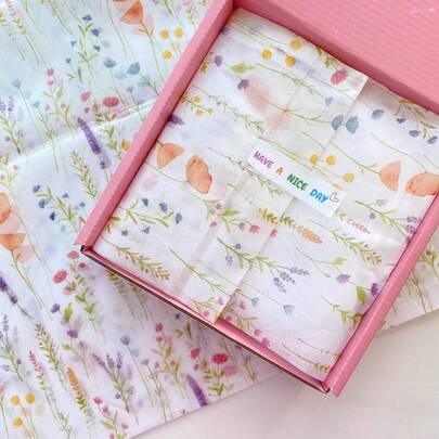 Christmas Flower Pattern Wrapping Paper, 50x30cm - For Gift & Cookie Wrapping , Lightweight Protective Packaging For Gift Wrapping & Fragile Item Protection, Plus Holiday Decorations (Lollipop Stripes, Blue Stars, Gingerbread Decorations), Holiday-Style Wrapping (Holiday Theme Prints, Seasonal Wrapping), Christmas Essentials (Christmas Decor, Christmas Pajamas, Christmas Gifts) For Party Planning