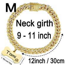 1pc Customized Luxury Rhinestone Dog Cuban Link Collar, 1.3cm Wide Hiphop Pet Necklace, Suitable For Small/Medium/Large Dogs, Pet Accessories & Gift, Can Engrave Pet Name, Phone Number, Anti-Lost Ornamental,Engraved Stylish,Fashion,Colorful,Vintage,Cute,Contracted,Cuties Custom,Unique,Customized,Personalized Pet For Anniversaries,For Birthdays,Pet Supplies,2025 Halloween Accessories,Fall Décor