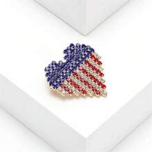 Rhinestone Waving USA Flag Brooch Pin For Men Women Silver Tone Fashion Crystal 4th Of July American Patriotic Medal Blue Red Enamel Brooches Dress Accessories S  Memorial Day Jewelry{Inchcolor_nameinch:InchHeartinch} - 心 - 查看 6