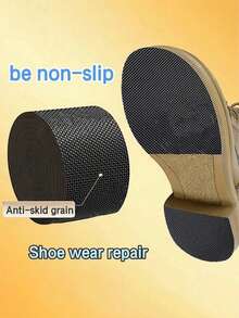 1卷超耐用自粘鞋垫 - 防滑保护鞋底，适用于高跟鞋、运动鞋和凉鞋 - 轻松修复磨损、噪音、鞋跟问题，棕色仿皮外观，鞋垫设计纹理 | 耐用仿皮鞋底，鞋类配件