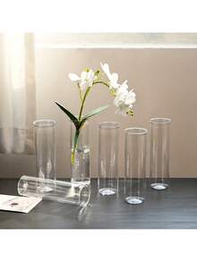 1/4/810 peças, Vasos cilíndricos de plástico transparente, Suportes para rosas individuais, Ornamentos de mesa delicados e artesanais para casamentos, Decorações de festa, Arranjos de mesa estéticos para casa, Adequados para casamentos, festas, Natal, Dia de Ação de Graças, Dia dos Namorados