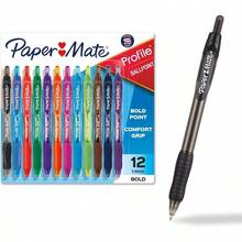 89465 Profile Retractable Ballpoint Pens, Bold 1.4mm, Black, 12 Count Package May Vary - 12 Unidad (Paquete de 1) + Retráctil + Colores Variados - Ver 2