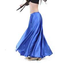 Satin Belly Dance Skirt, Circular Silhouette, Elegant Swaying Long Dress For Dancers - Multicolor - View 14