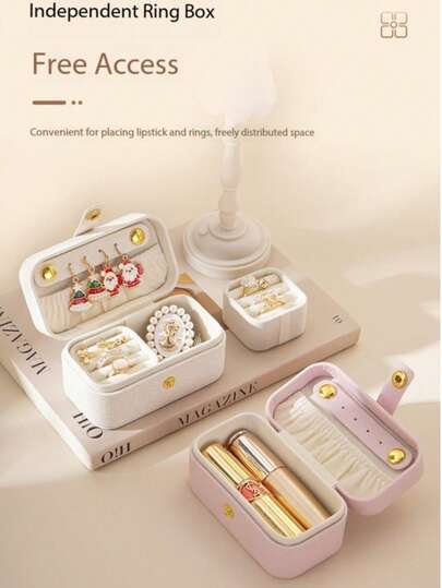 Personalized Jewelry Box, Portable Travel Jewelry Case For Earrings, Necklaces, Lipstick, Rings, Compact And Convenient To Use, Practical And Simple