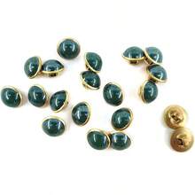 Deep Green Resin Sewing Buttons Brass Metal Base With Shank 30 Pcs - 10mm, 13/32" - 1_ - Xem 6