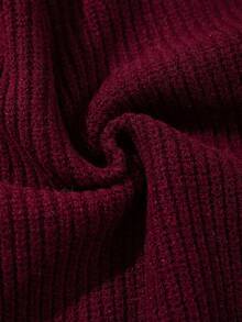 Women's Solid Color Casual Vertical Stripe Textured Design V-Neck Loose Wrap Waist Tie Long Sleeve Sweater Cardigan, Suitable For Spring, Autumn And Winter - Burgundy - View 12