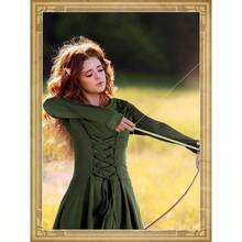 5 Pcs Women Renaissance Costume Medieval Irish Fairy Costume Masquerade Halloween Cosplay - 綠色+大號 - 查看 6