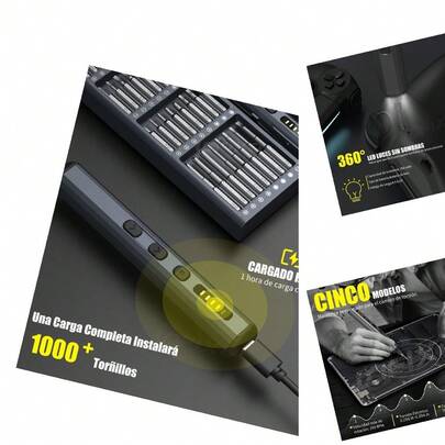 Set Destornilladores Precisión 25 en 1 Acero Aleado - Gris Oscuro, Compatible con PC, Switch, Laptop, ámara, Celular, Joyero y Relojero