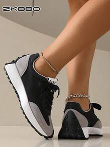 ZKBBO 女士休闲运动鞋，轻便防滑健身跑步鞋，网球鞋，休闲鞋 - 黑色 - 查看 4