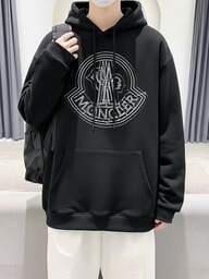 男性用 ドローコードフード付きスウェット、アルファベットプリント入り、秋用に最適