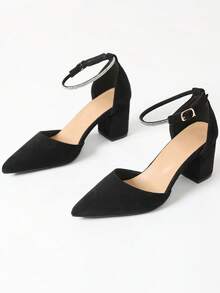 Women's New Fashion Rhinestone Pointed Toe Slingback High Heel Shoes, Versatile For Party And Occasion, Spring/Summer - Black - View 7
