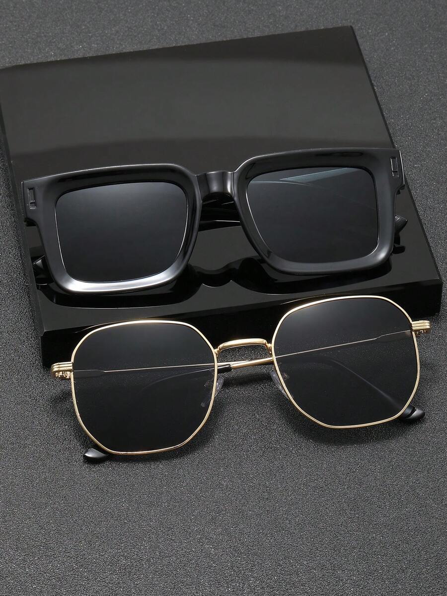 2pcs/Set Fashionable Eyeglasses, Multi-Color Stylish Eyewear For Men, Suitable For Daily Life, Commute, Party, Travel, All Seasons - Multicolor - View 1