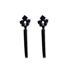 1 Pair Geometric  Tassel Earrings - Women's Niche Fashion Minimalist Dangles, Luxury High-End Elegant Accessory For Dating & Brunch - 黑色 - 查看 2