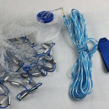 Bazargame Hand Cast Fishing Net, Hand Cast Fishing Net Bait Dense Mesh Netting Hollow Sinker Durable Full Spread Mesh - Blue and White 14ft - View 10