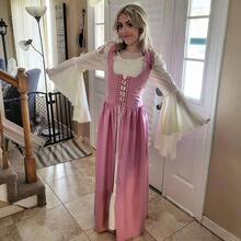 Renaissance Costume Women Medieval Dress Ren Fair Halloween Cosplay - Hoa hồng + XX-Lớn-3X-Lớn - Xem 2