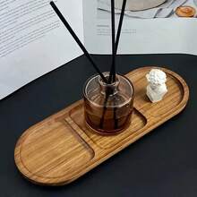 紧凑型浴室梳妆托盘，红木装饰托盘，高品质木质托盘，可用于收纳马桶水箱、化妆品、香水、珠宝首饰，也可作咖啡桌、浴室或厨房使用。 - 棕色 - 查看 2