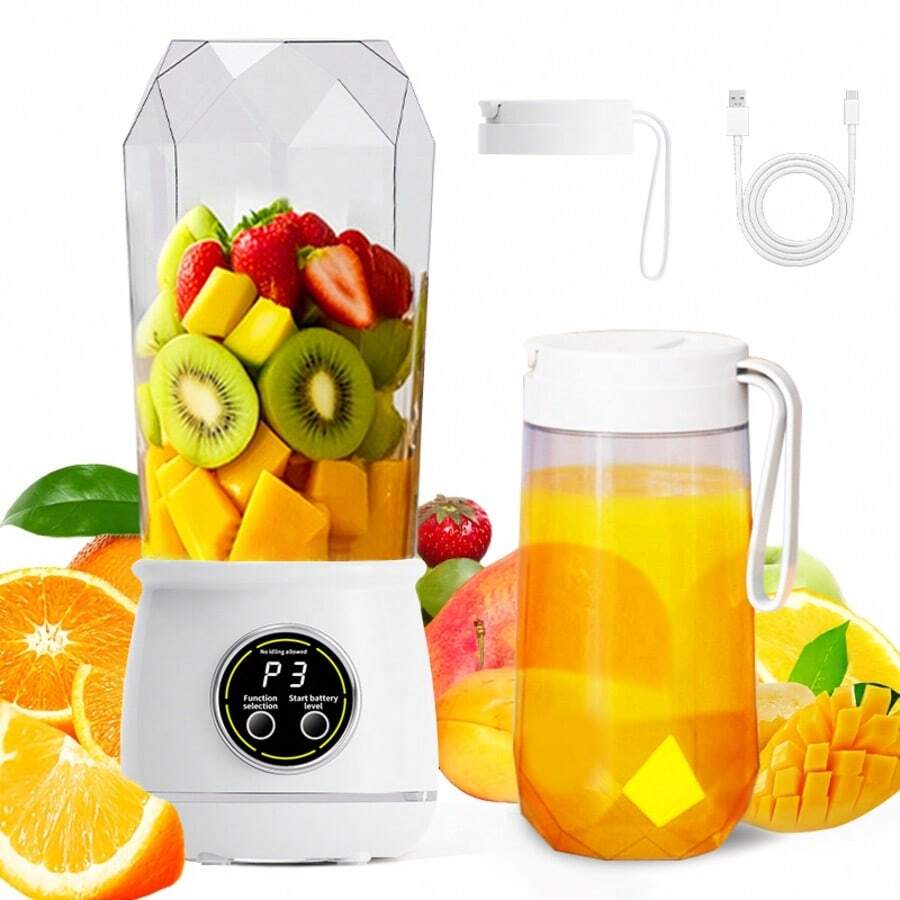 1300mAh Rechargeable Portable Blender Cup - Multifunctional High-End Home And Outdoor Juicer, Plastic Design, Suitable For Carrying, Portable Juicer | Modern Juice Cup | Mini Juicer