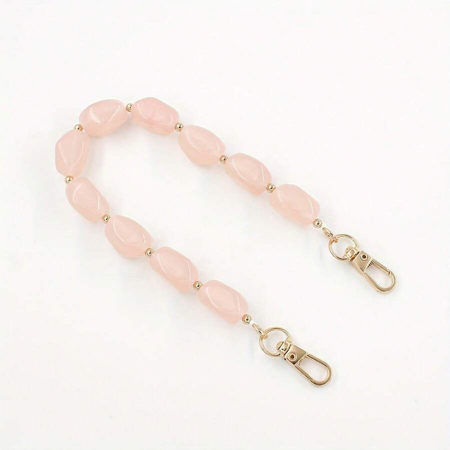 1pc Elegant Gemstone Phone Lanyard With Gold Clasp - Perfect For Hanging Phone Or Small Accessories