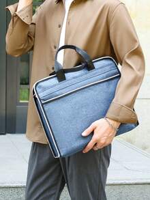 1pc 38cm*6cm*32cm Briefcase Laptop Bag, Fashionable Casual Solid Color Backpack, Multi-Color Options, Nylon Material, Zipper Closure, Suitable For Men, Daily Commute, Work, Carrying Laptop, Business Bible Bag - Multicolor - View 2