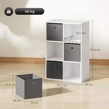 HOMCOM With 6 Compartments And 3 Fabric Drawers, Storage Shelf, Versatile, Grey On Site - 1 - View 3