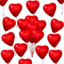 50pcs 10-Inch Red Heart Shaped Latex Balloons, Romantic Decoration For Valentine's Day, Wedding Anniversary, Engagement, Birthday, Graduation, Party - Multicolor - View 1