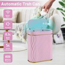 10L/2.6 Gallon Smart Small Trash Can, Smart Pop-Up Lid Kitchen Trash Can, Bathroom, Kitchen, Bedroom, Powder Room, Craft Room, Office, College Trash Basket - Hồng - Xem 2