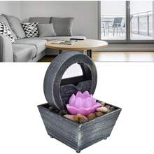 Adorno de fuente, 6.5 x 4.5 x 4.5 pulgadas, decoración del hogar con flores, fuente de mesa con luz LED, fuente de agua de escritorio con de alimentación USB para decoración de interior - 1 - Ver 6