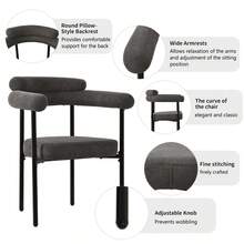 Table And Chair Set (5 Pieces), With Designer Metal Legs, Including 4 Hollow Armchairs In Wild Gray Leather Fabric, Elegant And Comfortable, Suitable For Restaurants. - 深灰色 + 白色 + 鐵 - 查看 8