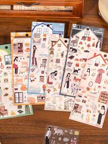 2张自然主题贴纸，星空图案，创意人物及生活方式图案，适用于剪贴簿、手账装饰、DIY手工、剪贴簿用品、趣味贴纸、笔记本电脑贴纸、Kindle手机贴纸 - 彩色 - 查看 11