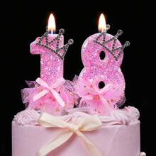 1 Nến sinh nhật kiểu công chúa màu hồng, Nến số đính sequin vương miện thanh lịch - Trang trí bánh đẹp mắt cho tiệc sinh nhật, đám cưới, cầu hôn, kỷ niệm, món quà bất ngờ tuyệt vời dành cho cô ấy - Nhiều màu - Xem 3